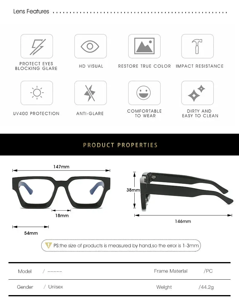 Kocolior Unisex Full Rim Square Acetate Hyperopic Reading Glasses 229402