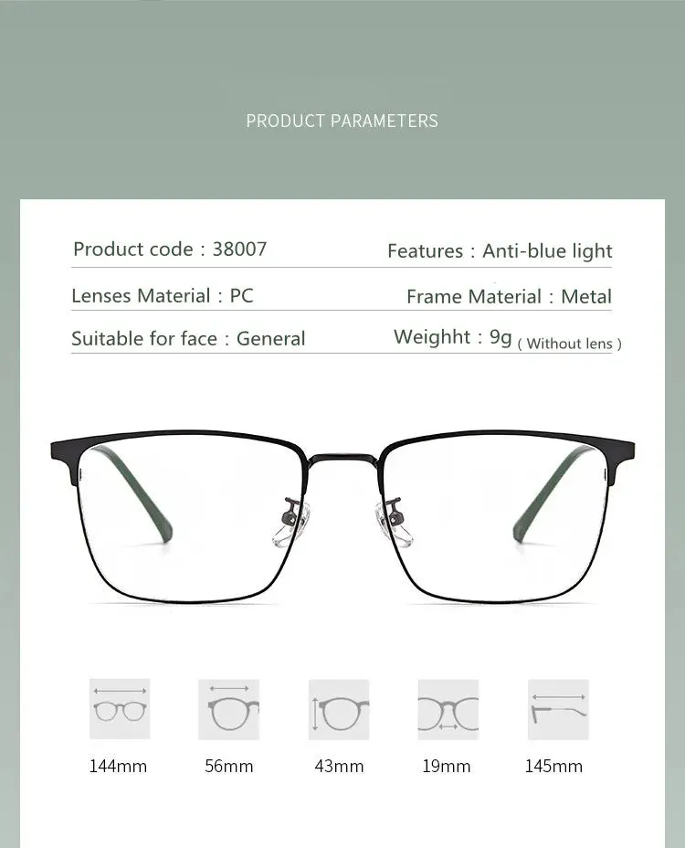 Kocolior Unisex Full Rim Square Alloy Eyeglasses 38007