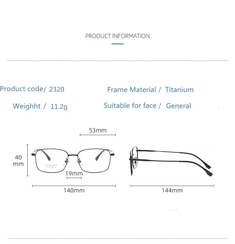 Kocolior Unisex Full Rim Square Titanium Eyeglasses 2320
