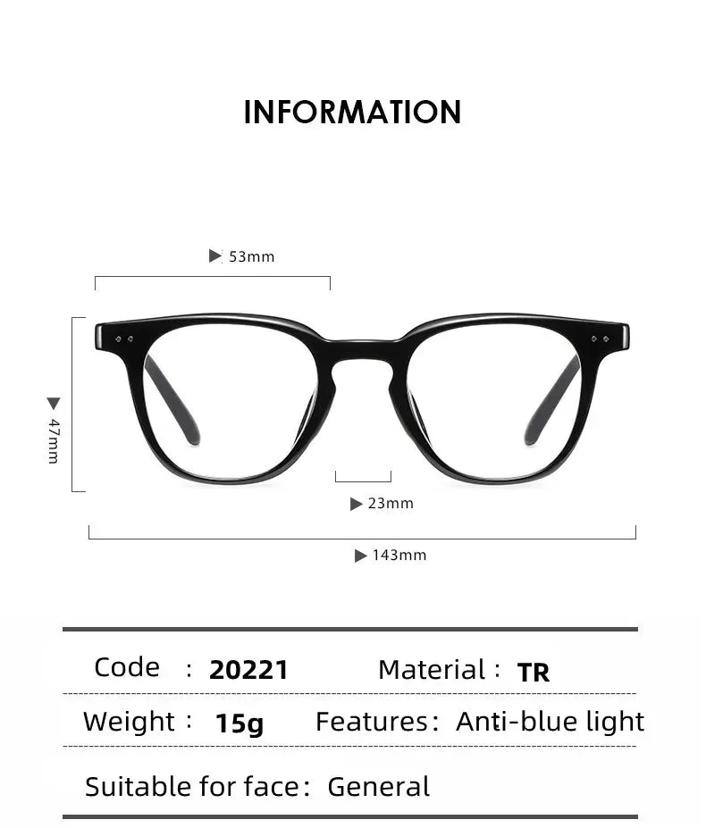 Kocolior Unisex Full Rim Square Tr 90 Acetate Hyperopic Reading Glasses 20221