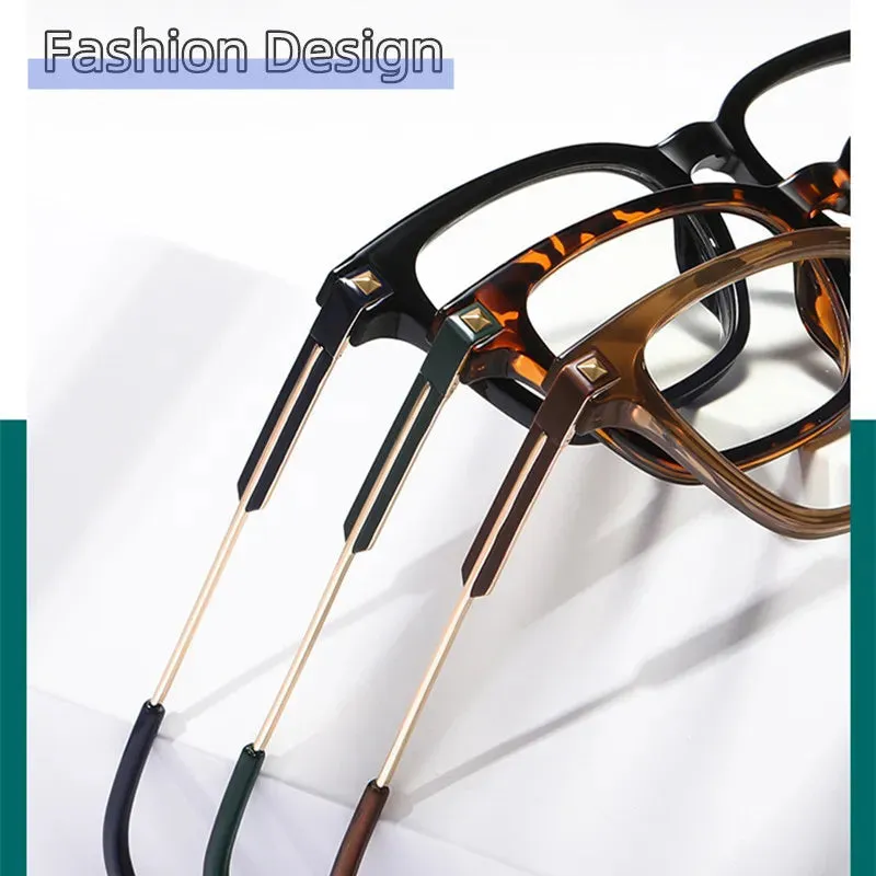 Kocolior Unisex Full Rim Square Tr 90 Alloy Hyperopic Reading Glasses 2068