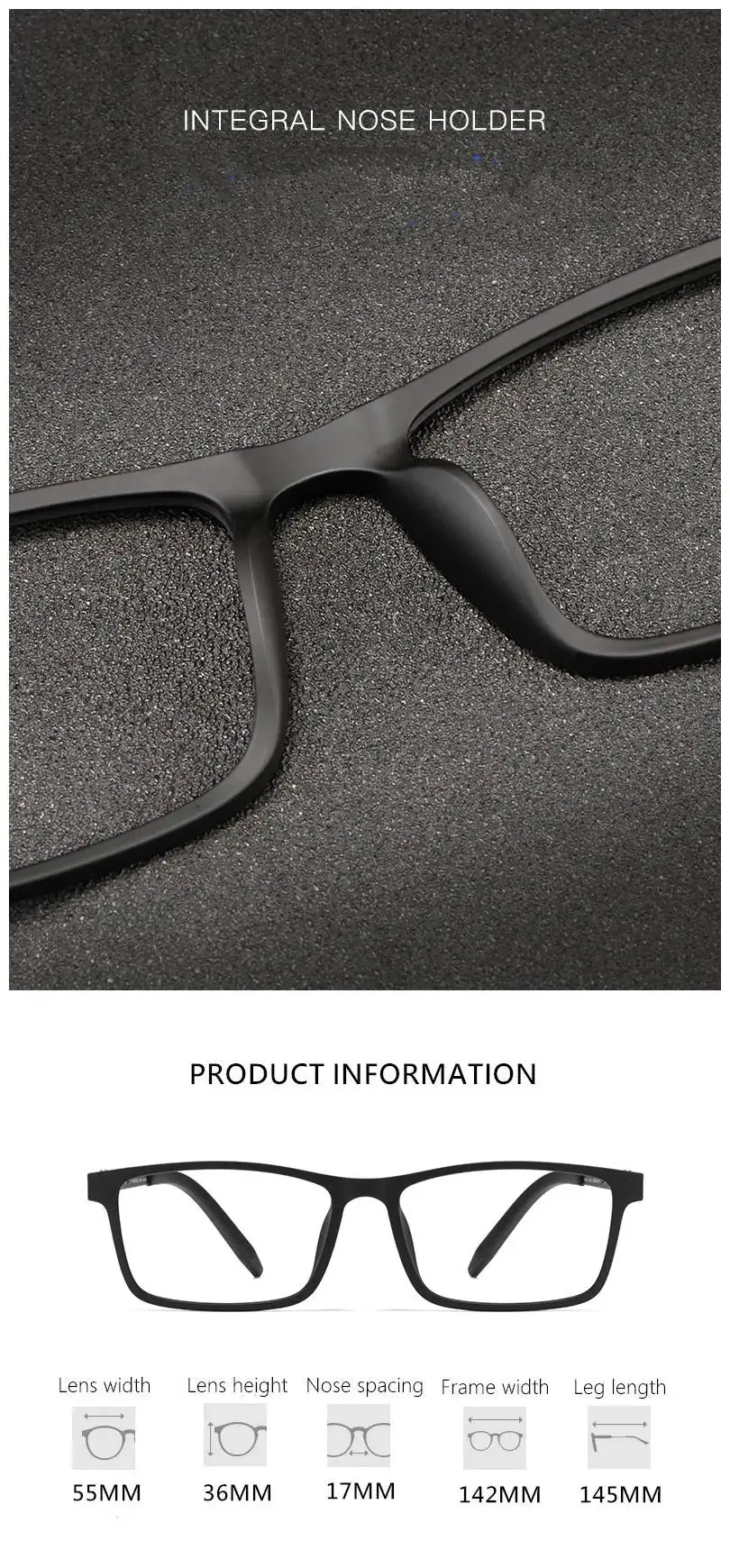 Kocolior Unisex Full Rim Square Tr 90 Titanium Eyeglasses 0822