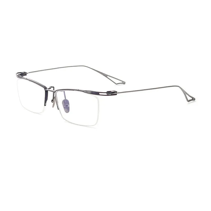 Kocolior Unisex Semi Rim Brow Line Square Titanium Eyeglasses 2266