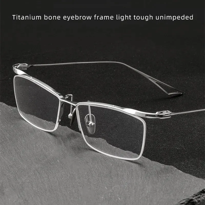 Kocolior Unisex Semi Rim Brow Line Square Titanium Eyeglasses 2266