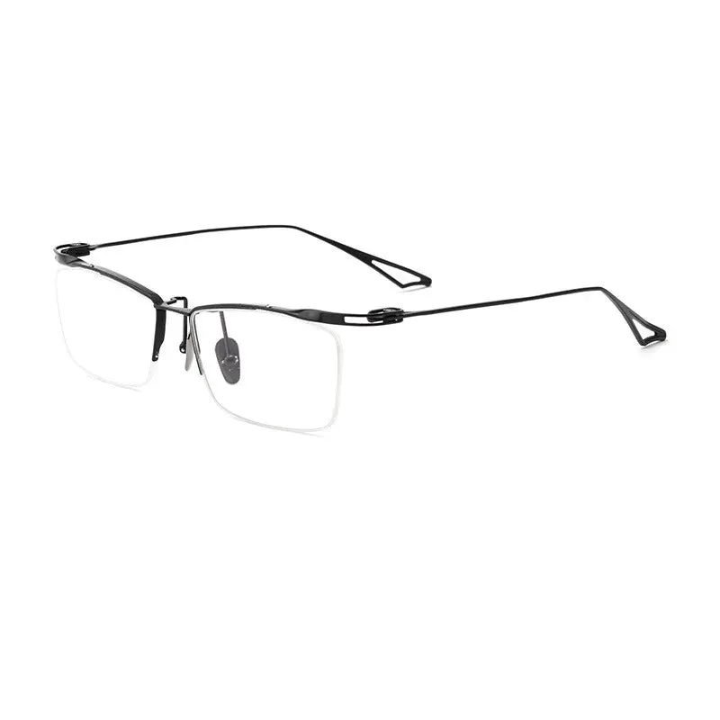 Kocolior Unisex Semi Rim Brow Line Square Titanium Eyeglasses 2266