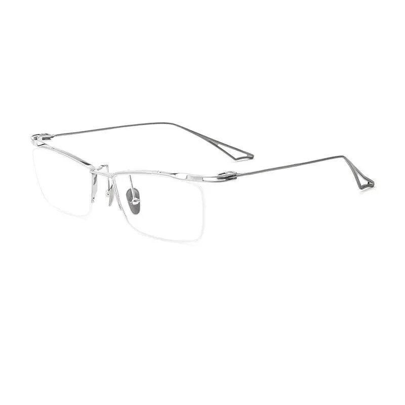 Kocolior Unisex Semi Rim Brow Line Square Titanium Eyeglasses 2266