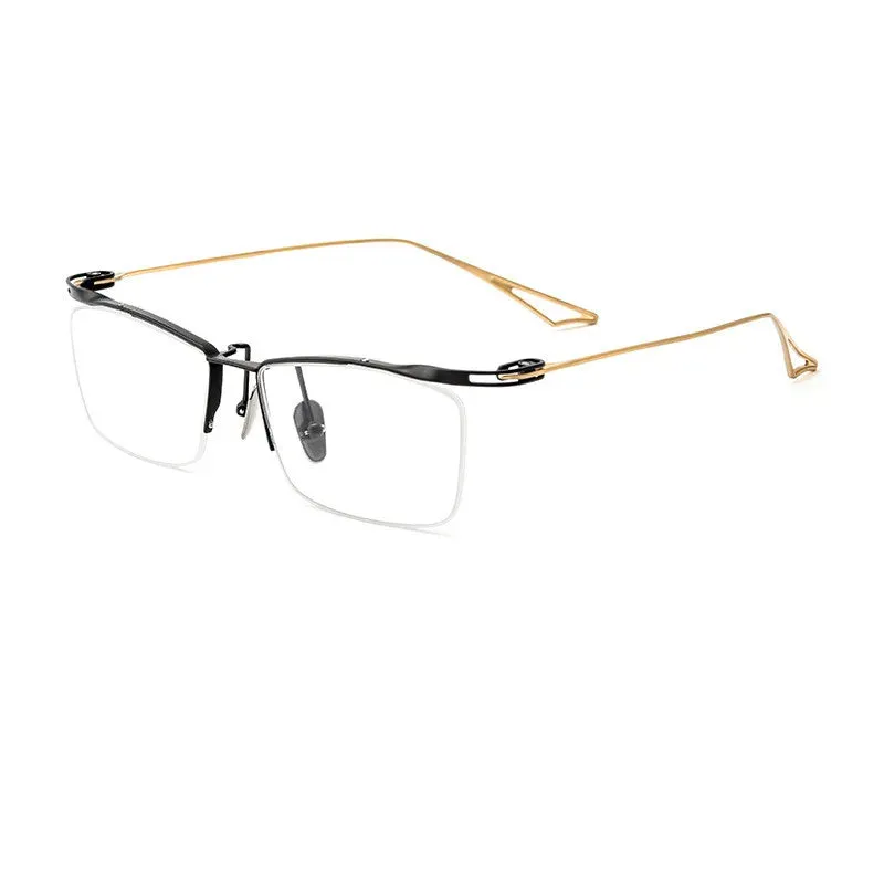Kocolior Unisex Semi Rim Brow Line Square Titanium Eyeglasses 2266