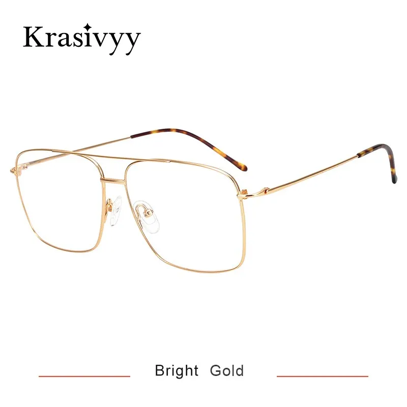 Krasivyy Men's Full Rim Square Double Bridge Titanium Eyeglasses Kr16051