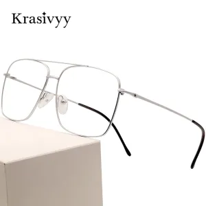 Krasivyy Men's Full Rim Square Double Bridge Titanium Eyeglasses Kr16051