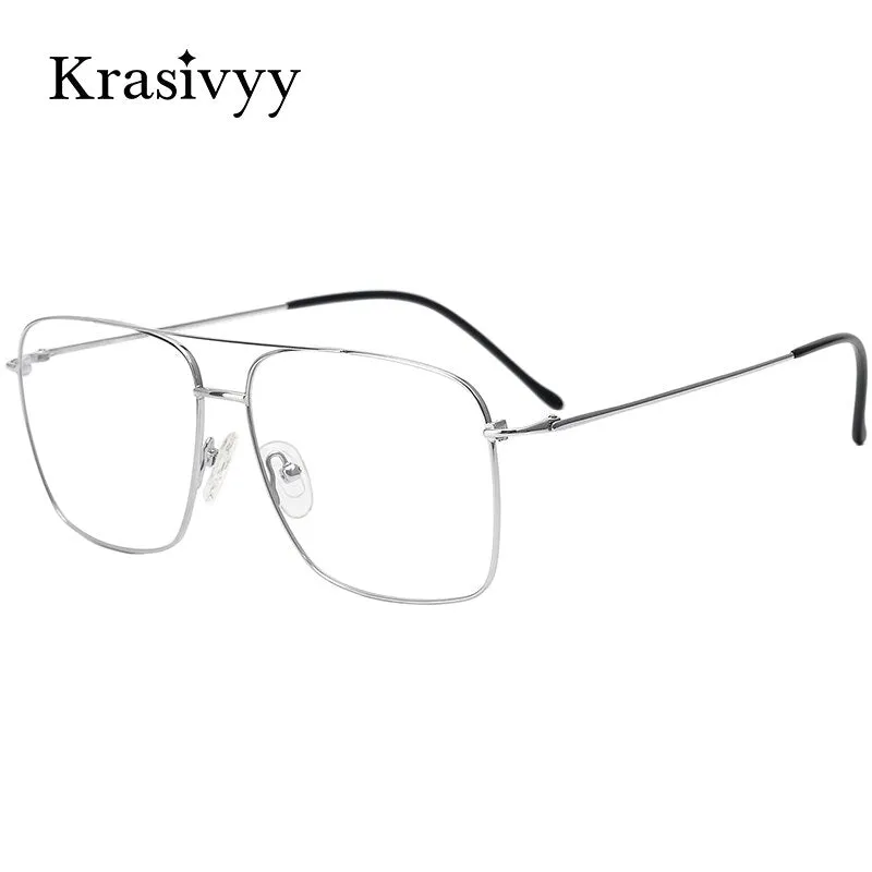 Krasivyy Men's Full Rim Square Double Bridge Titanium Eyeglasses Kr16051
