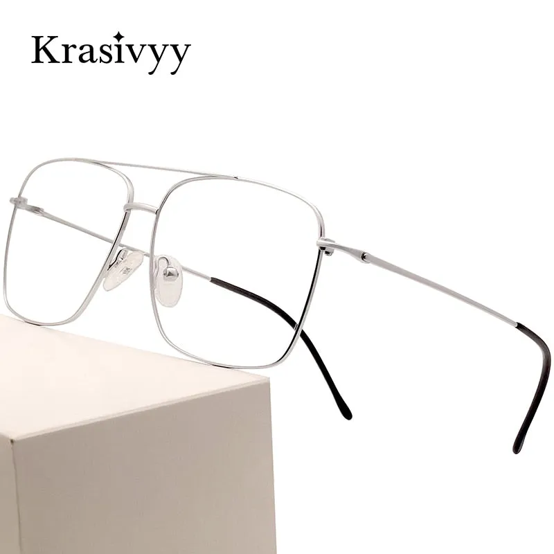 Krasivyy Men's Full Rim Square Double Bridge Titanium Eyeglasses Kr16051
