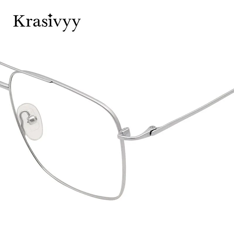 Krasivyy Men's Full Rim Square Double Bridge Titanium Eyeglasses Kr16051