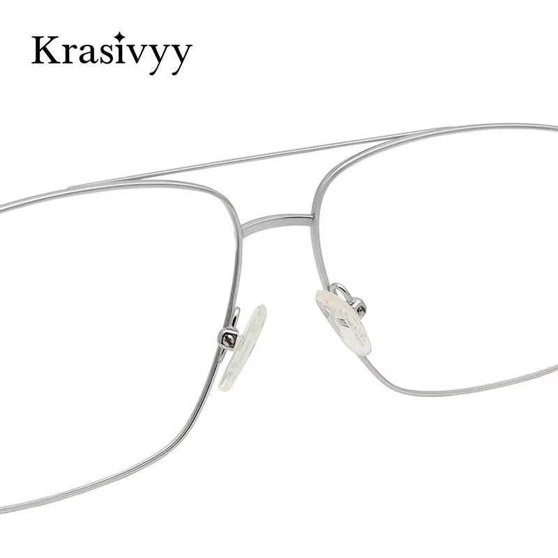Krasivyy Men's Full Rim Square Double Bridge Titanium Eyeglasses Kr16051