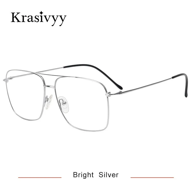 Krasivyy Men's Full Rim Square Double Bridge Titanium Eyeglasses Kr16051