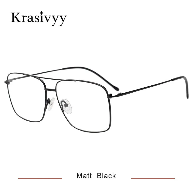 Krasivyy Men's Full Rim Square Double Bridge Titanium Eyeglasses Kr16051