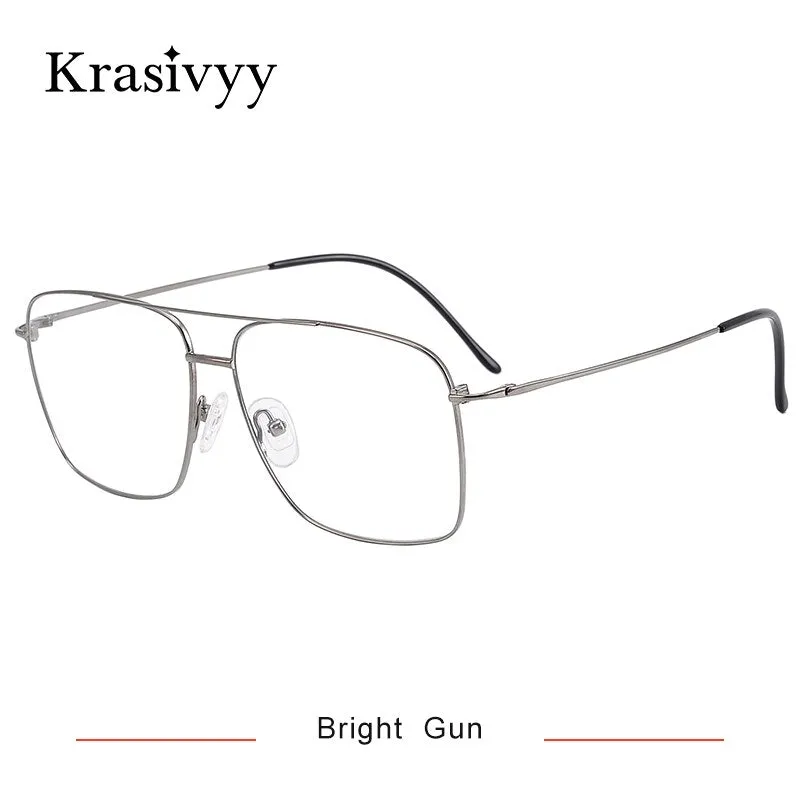 Krasivyy Men's Full Rim Square Double Bridge Titanium Eyeglasses Kr16051