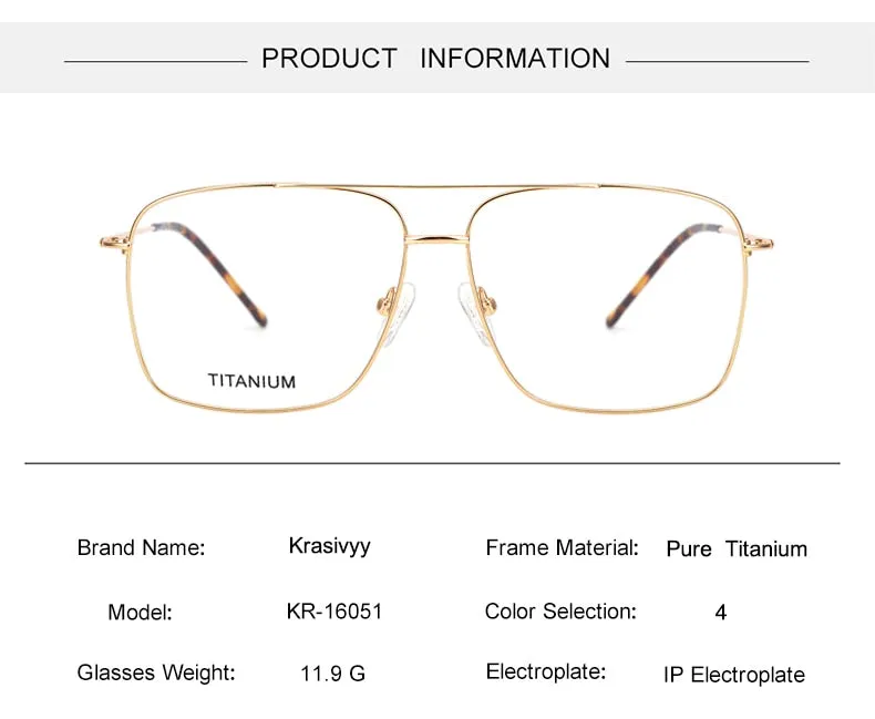 Krasivyy Men's Full Rim Square Double Bridge Titanium Eyeglasses Kr16051
