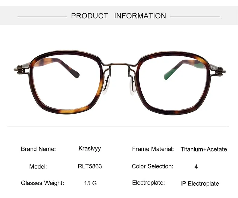 Krasivyy Men's Full Rim Square Titanium Acetate Eyeglasses Rlt5863
