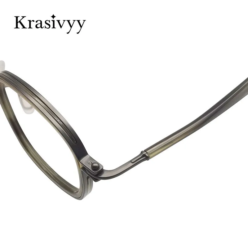Krasivyy Men's Full Rim Square Titanium Acetate Eyeglasses Rlt5863