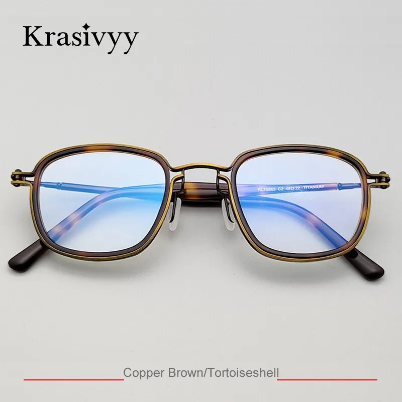 Krasivyy Men's Full Rim Square Titanium Acetate Eyeglasses Rlt5863