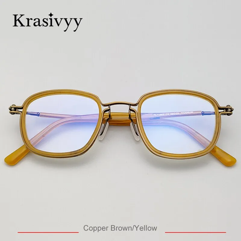 Krasivyy Men's Full Rim Square Titanium Acetate Eyeglasses Rlt5863