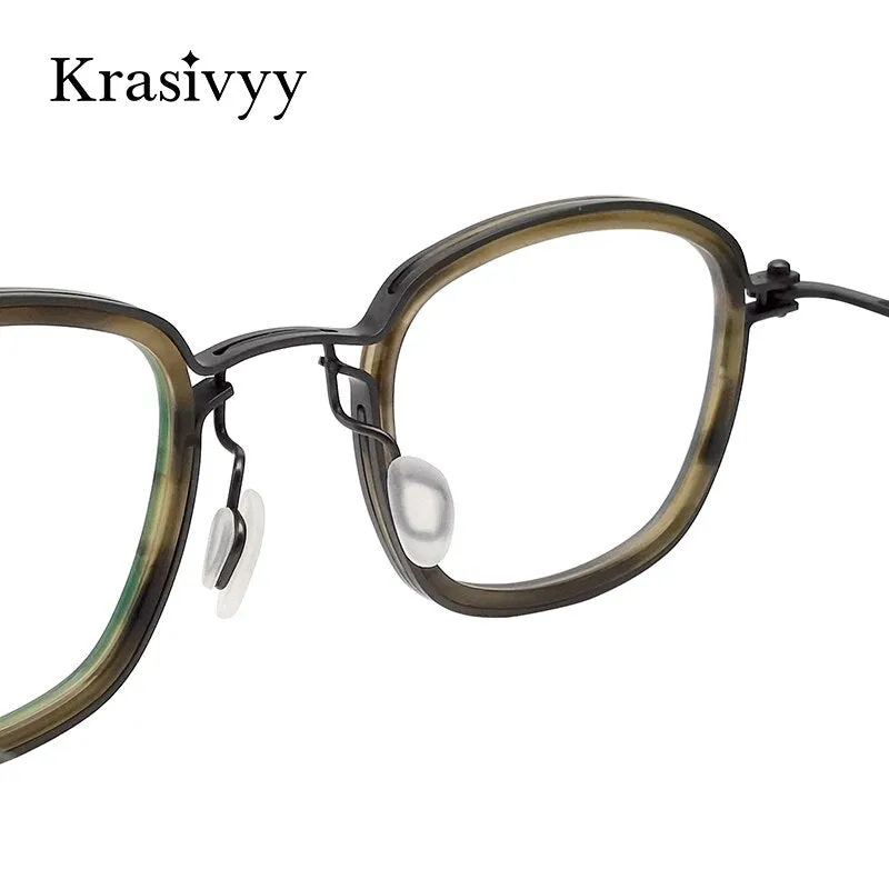 Krasivyy Men's Full Rim Square Titanium Acetate Eyeglasses Rlt5863