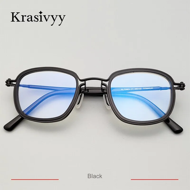 Krasivyy Men's Full Rim Square Titanium Acetate Eyeglasses Rlt5863