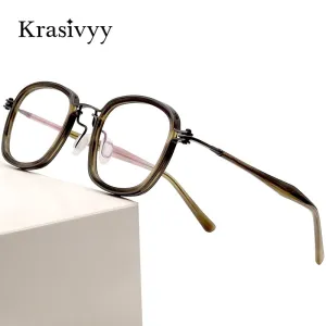 Krasivyy Men's Full Rim Square Titanium Acetate Eyeglasses Rlt5863
