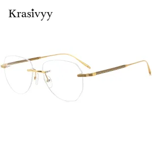 Krasivyy Men's Rimless Oval Titanium Acetate Eyeglasses Kr16084
