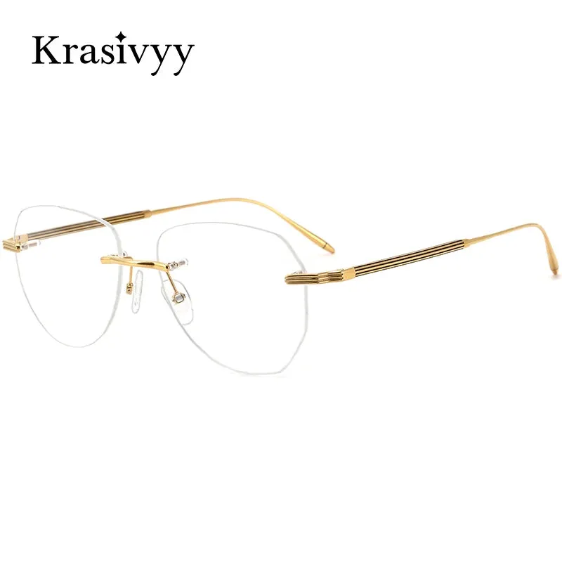 Krasivyy Men's Rimless Oval Titanium Acetate Eyeglasses Kr16084