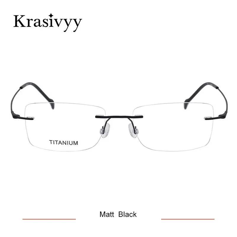 Krasivyy Men's Rimless Square Screwless Titanium Eyeglasses Kr16008