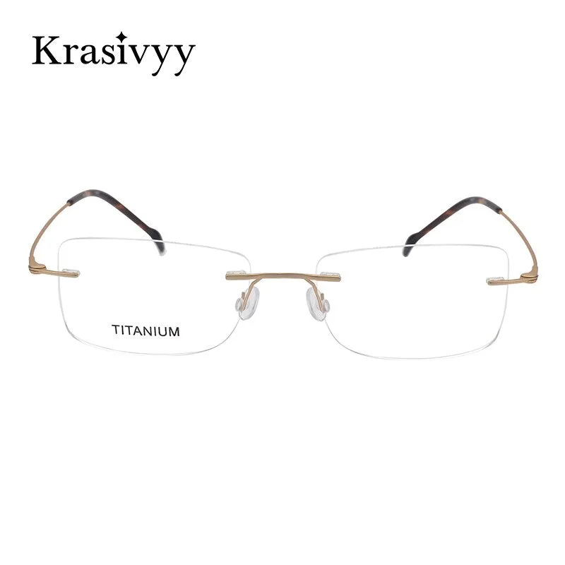 Krasivyy Men's Rimless Square Screwless Titanium Eyeglasses Kr16008