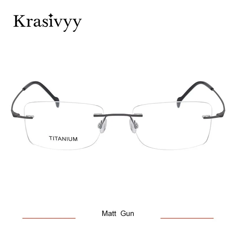 Krasivyy Men's Rimless Square Screwless Titanium Eyeglasses Kr16008