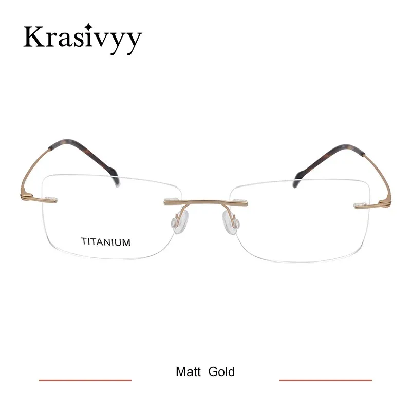 Krasivyy Men's Rimless Square Screwless Titanium Eyeglasses Kr16008