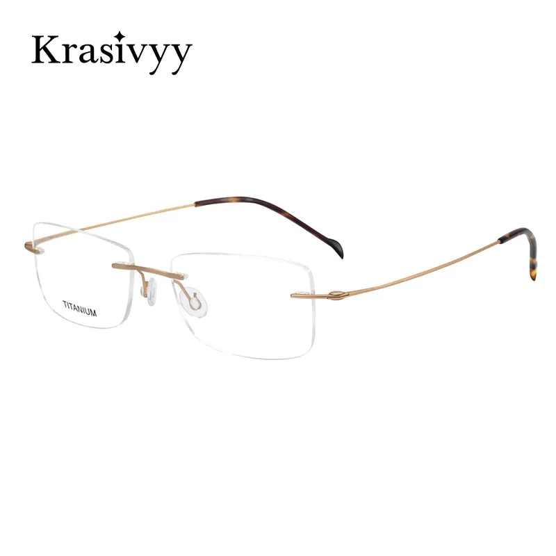 Krasivyy Men's Rimless Square Screwless Titanium Eyeglasses Kr16008