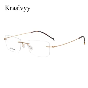 Krasivyy Men's Rimless Square Screwless Titanium Eyeglasses Kr16008