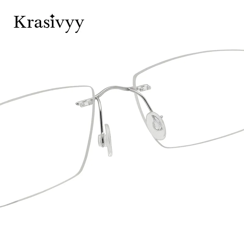 Krasivyy Men's Rimless Square Screwless Titanium Eyeglasses Kr86519