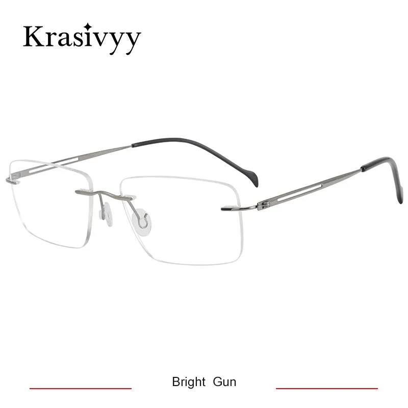 Krasivyy Men's Rimless Square Screwless Titanium Eyeglasses Kr86519