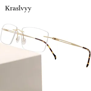 Krasivyy Men's Rimless Square Screwless Titanium Eyeglasses Kr86519