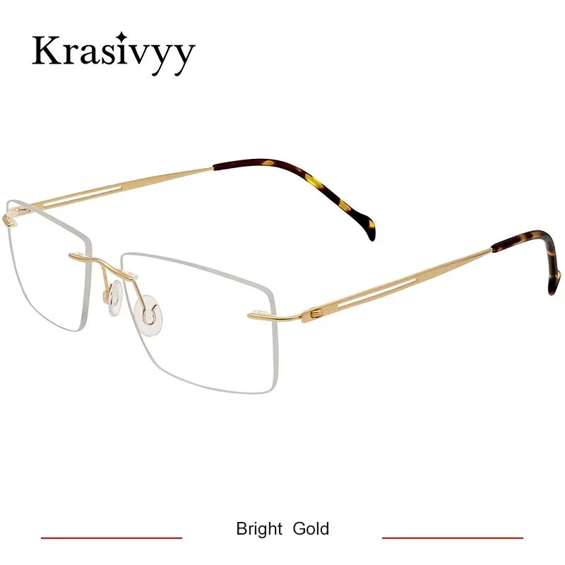 Krasivyy Men's Rimless Square Screwless Titanium Eyeglasses Kr86519
