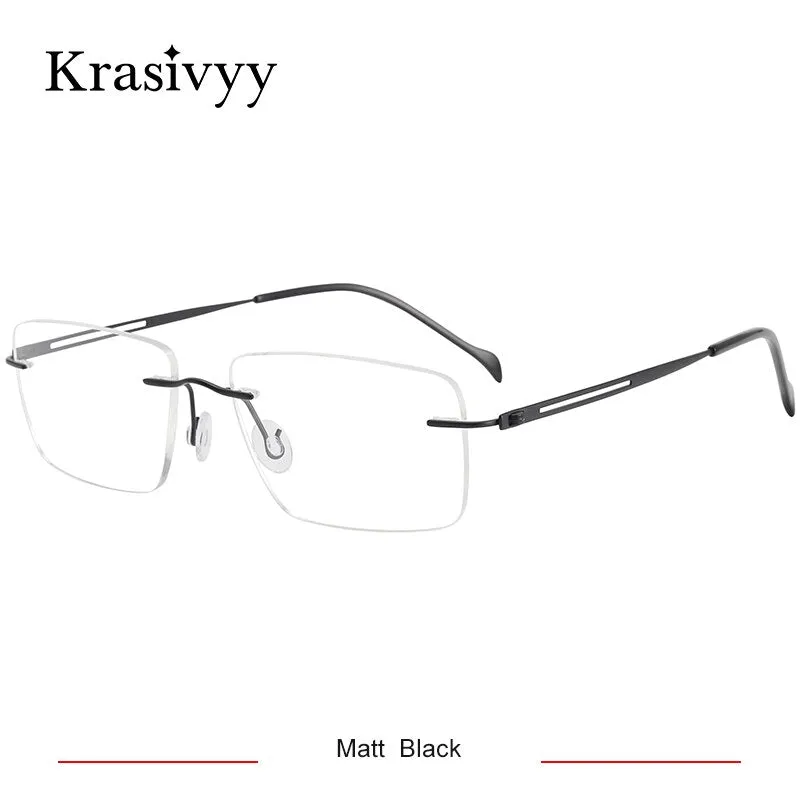 Krasivyy Men's Rimless Square Screwless Titanium Eyeglasses Kr86519