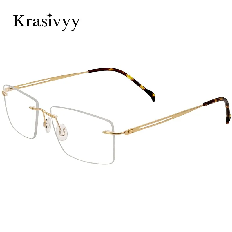 Krasivyy Men's Rimless Square Screwless Titanium Eyeglasses Kr86519