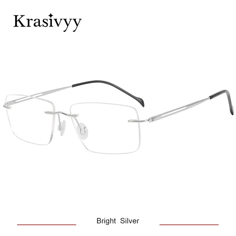 Krasivyy Men's Rimless Square Screwless Titanium Eyeglasses Kr86519