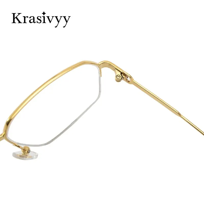Krasivyy Men's Semi Rim Irregular Oval Titanium Eyeglasses Kr02850