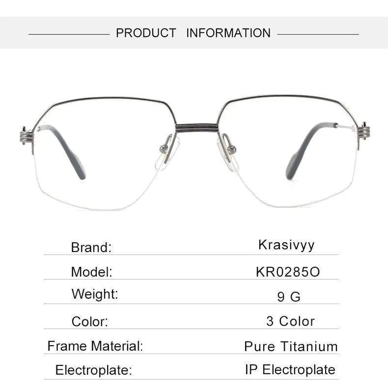 Krasivyy Men's Semi Rim Irregular Oval Titanium Eyeglasses Kr02850