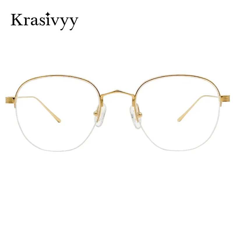 Krasivyy Men's Semi Rim Oval Titanium Eyeglasses 1640