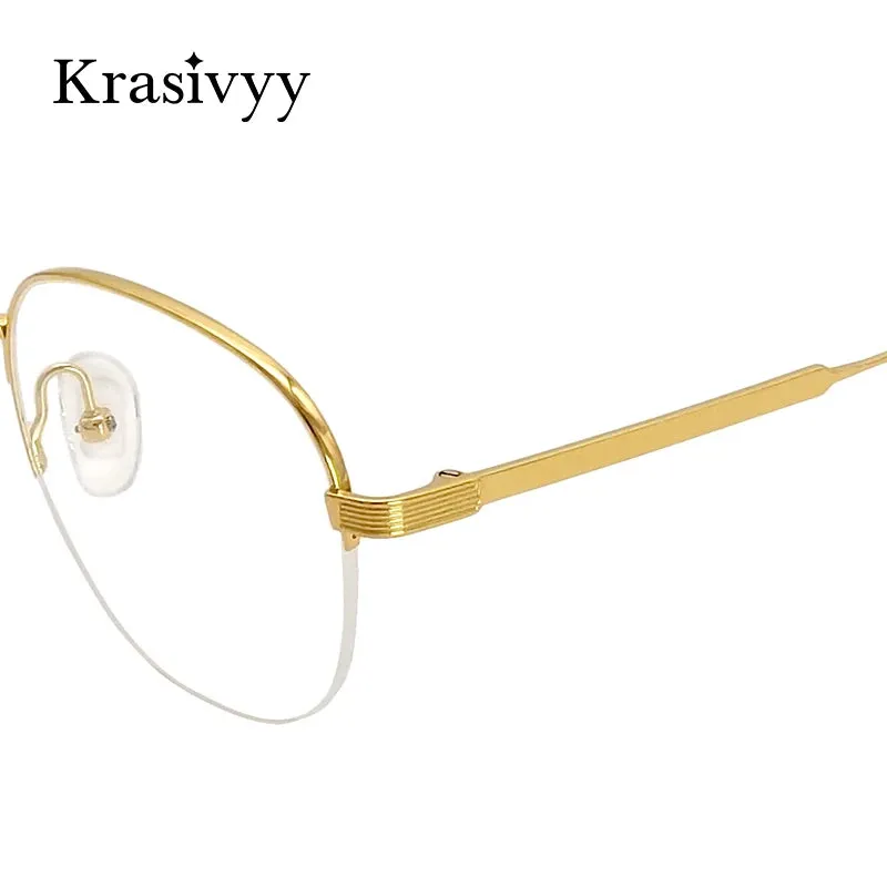 Krasivyy Men's Semi Rim Oval Titanium Eyeglasses 1640