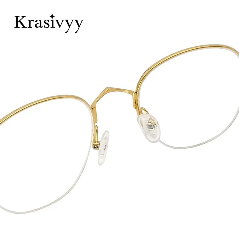 Krasivyy Men's Semi Rim Oval Titanium Eyeglasses 1640