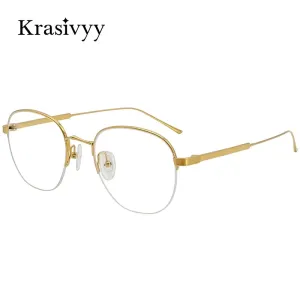 Krasivyy Men's Semi Rim Oval Titanium Eyeglasses 1640
