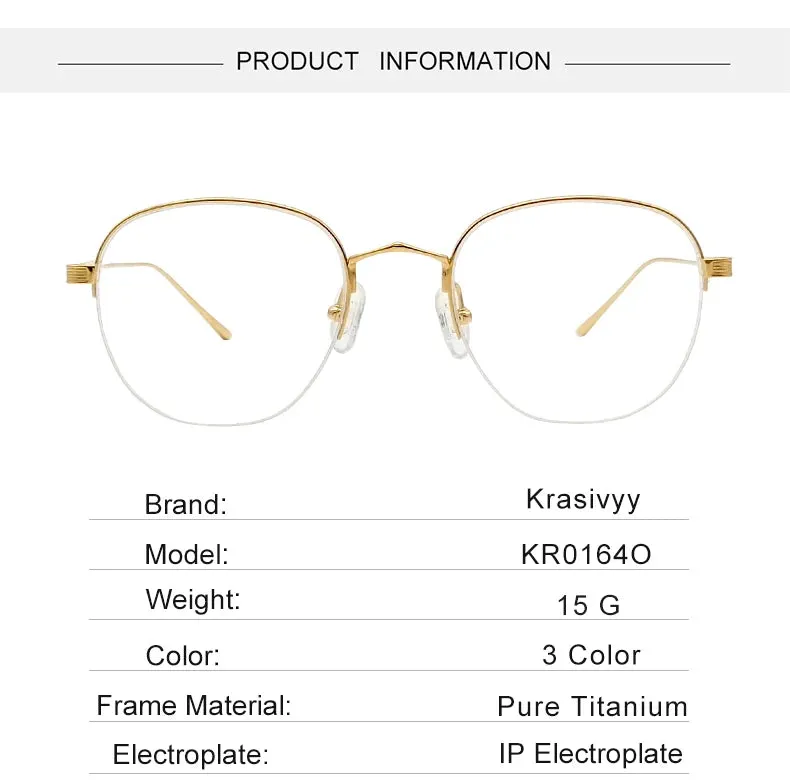 Krasivyy Men's Semi Rim Oval Titanium Eyeglasses 1640